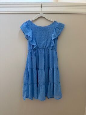 Speechless Girls Blue Tiered Ruffle Dot Dress Size 10